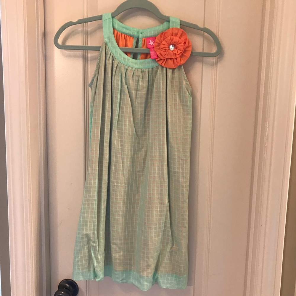 NWT J.Khaki Kid Green Dress Orange Lining & Flower